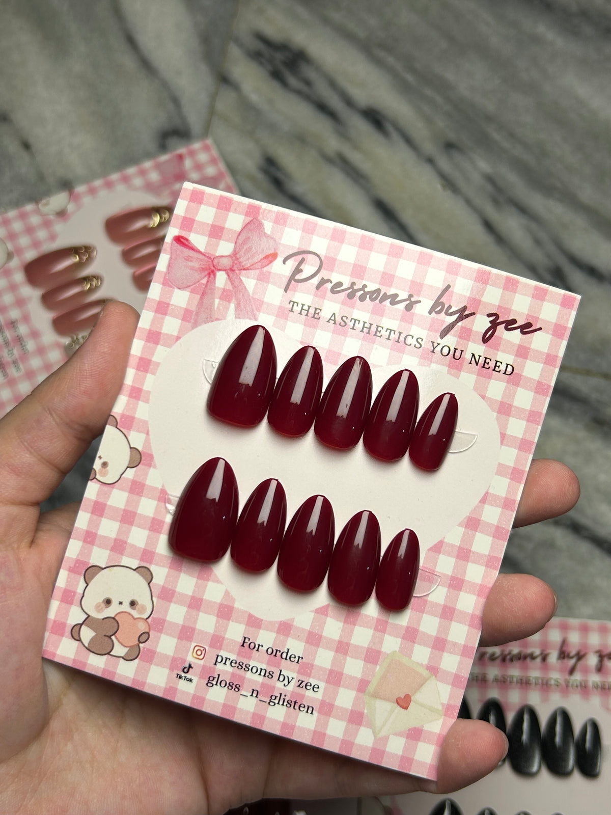 Dark cherry red pressons