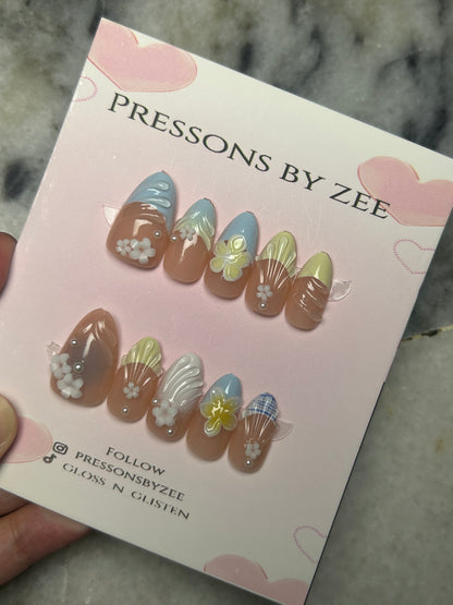 Pastel seashell luxe pressons (handmade)
