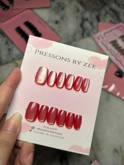 Rose quartz velvet cateye pressons