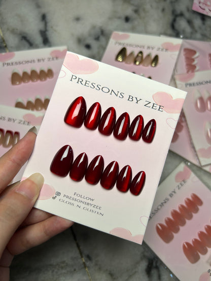 Deep red velvet aura cateye