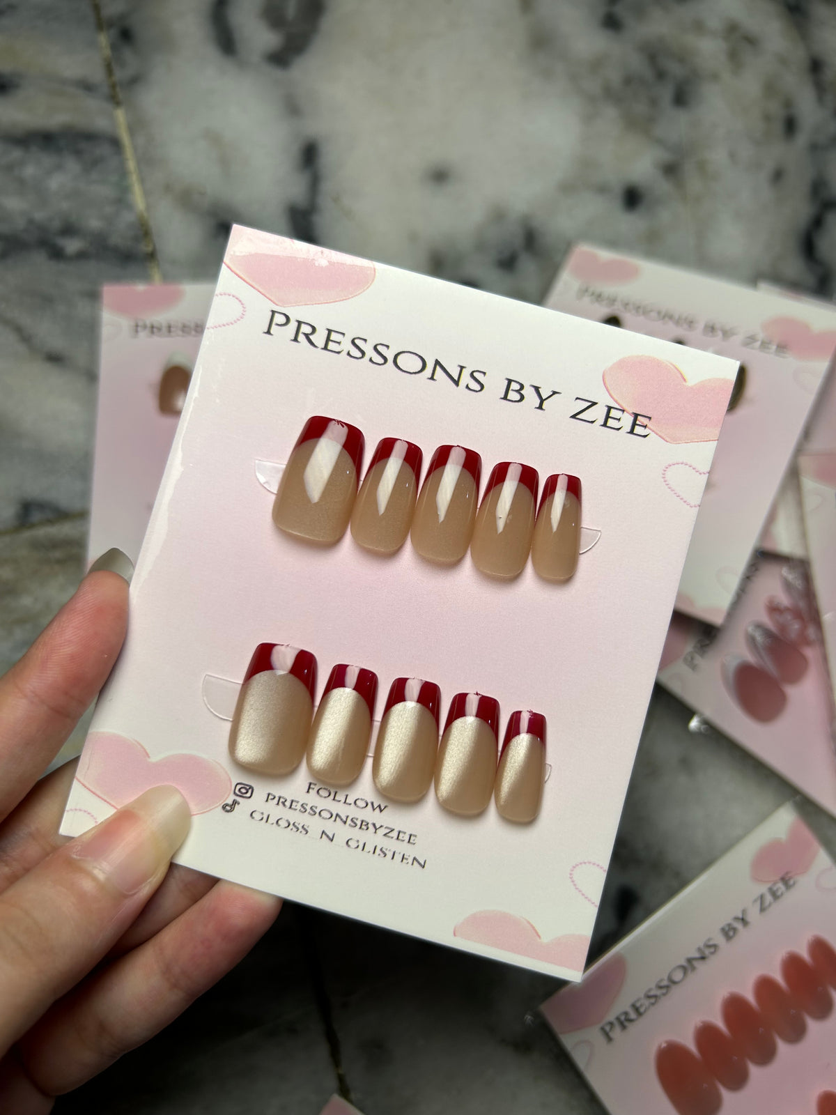 Wine red french tip cateye