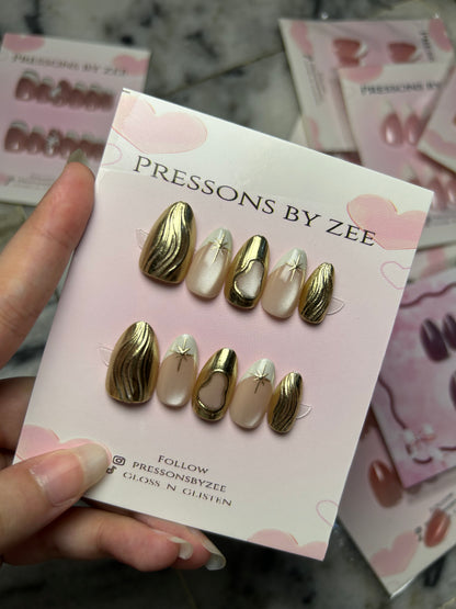 Liquid gold celestial semi handmade pressons