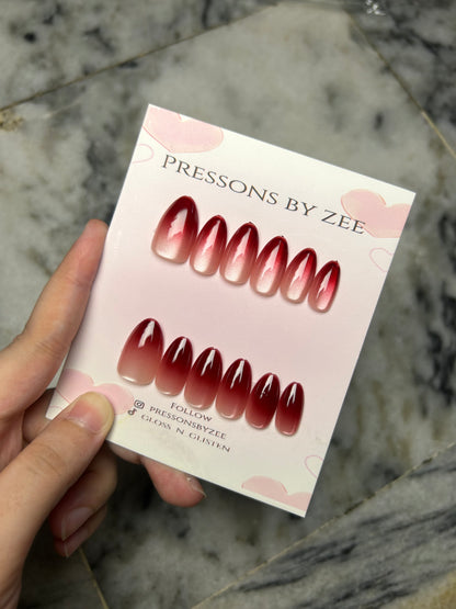 Burgundy blush cateye pressons