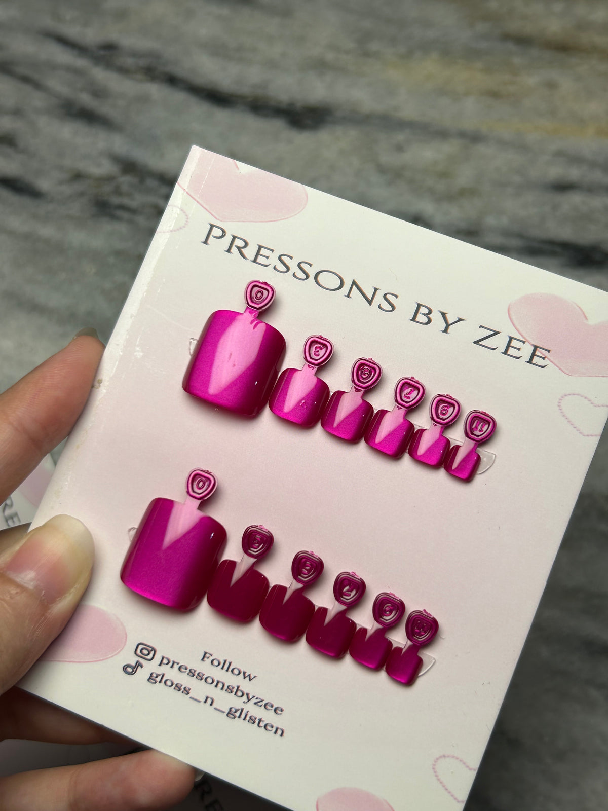 Shocking pink toe cateye pressons