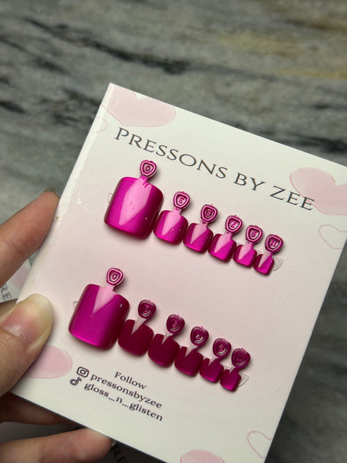 Shocking pink toe cateye pressons