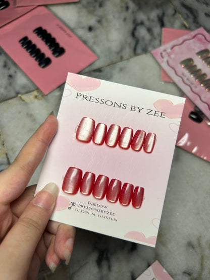 Rose quartz velvet cateye pressons