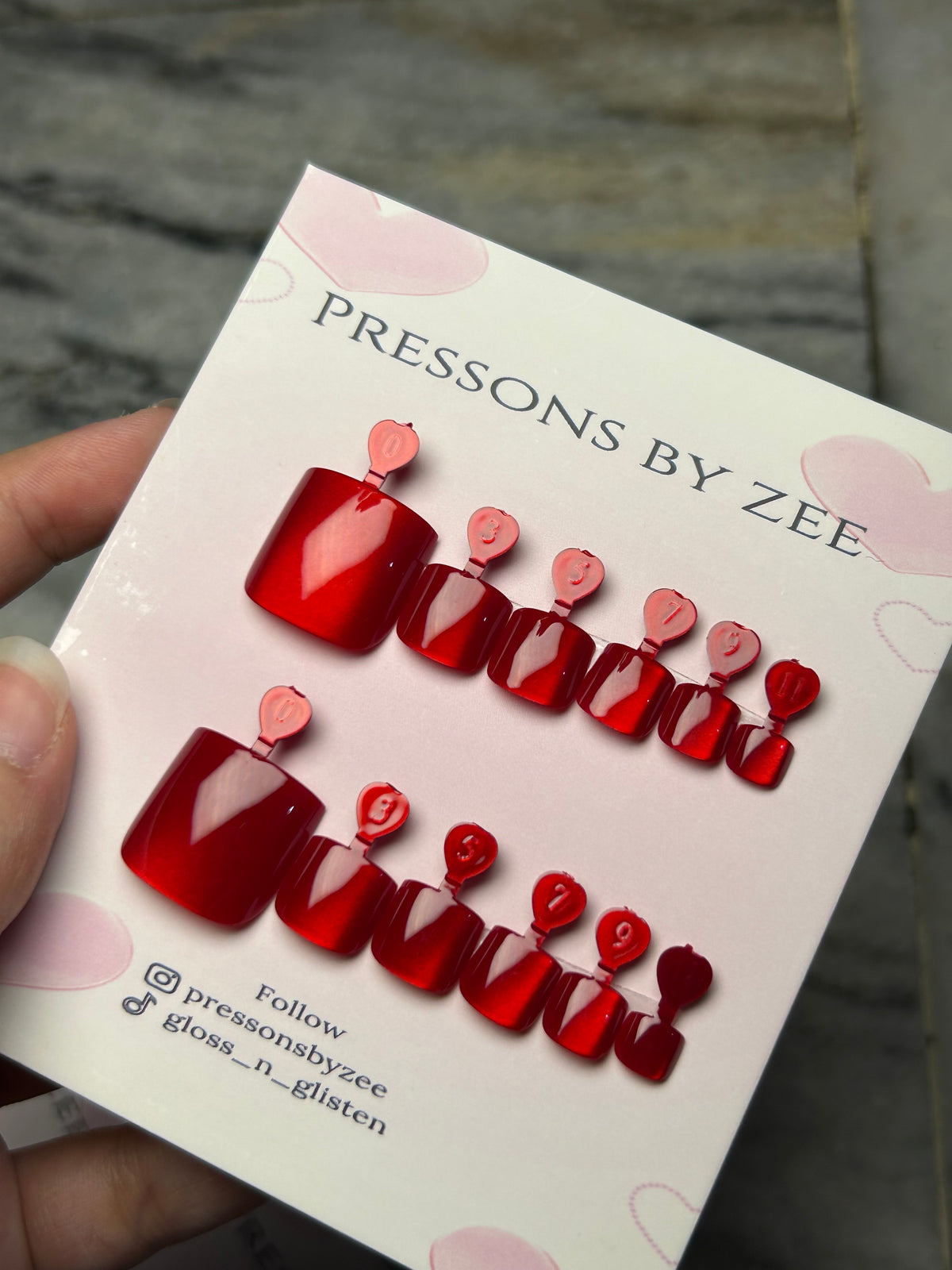 Red cateye toe pressons