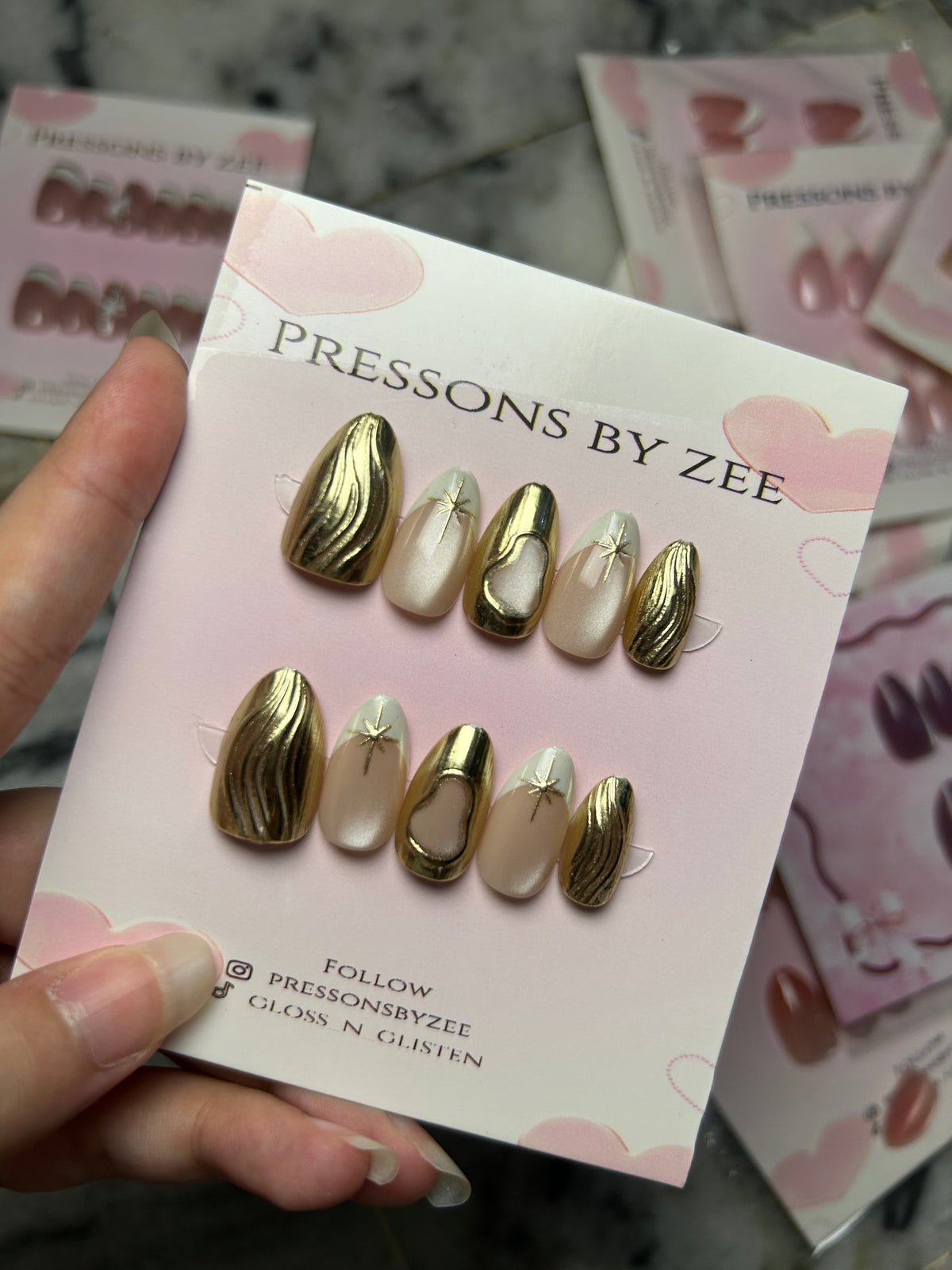 Liquid gold celestial semi handmade pressons