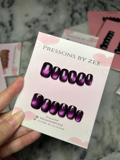 Deep purple aura cateye nails