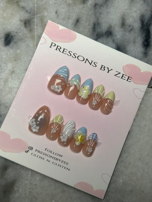 Pastel seashell luxe pressons (handmade)