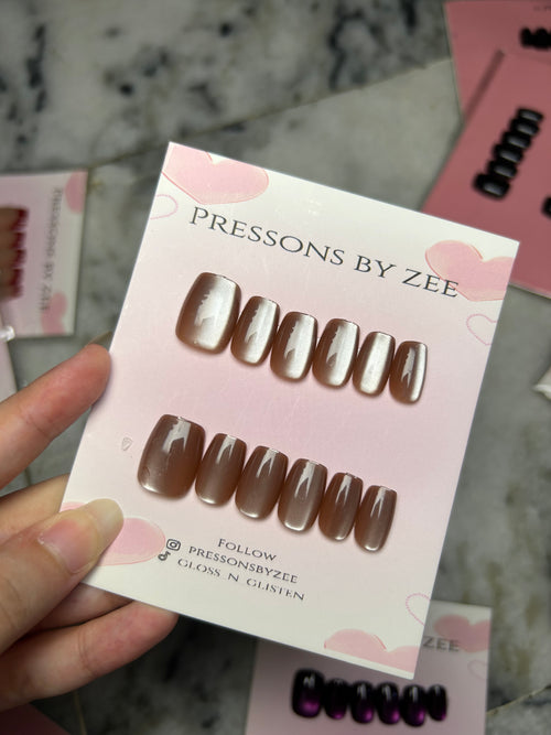 Bronze mocha velvet cateye pressons
