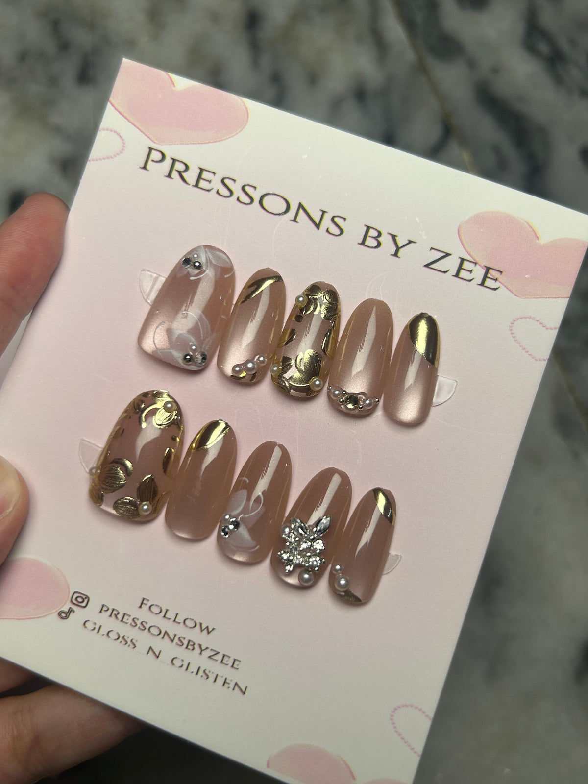 Sheesh mahal chrome cateye pressons (hand made)