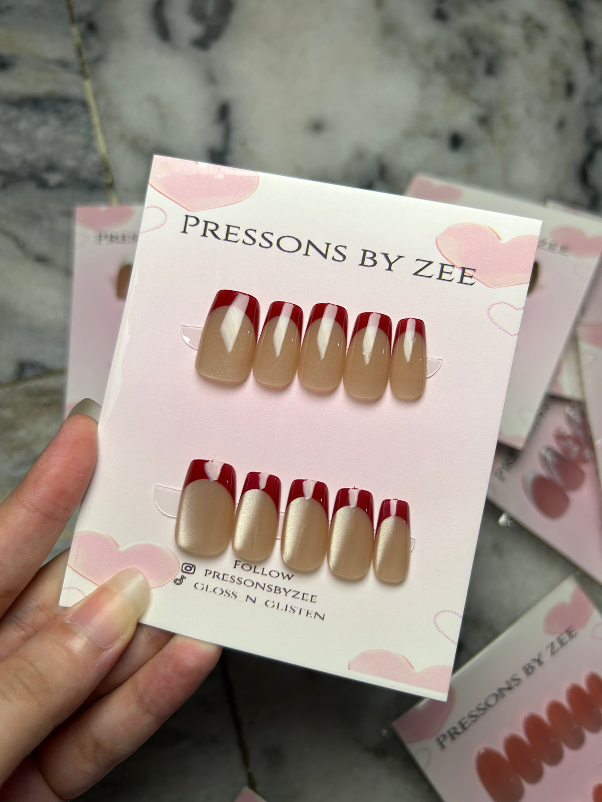 Wine red french tip cateye
