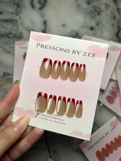 Wine red french tip cateye