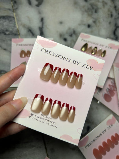 Wine red french tip cateye