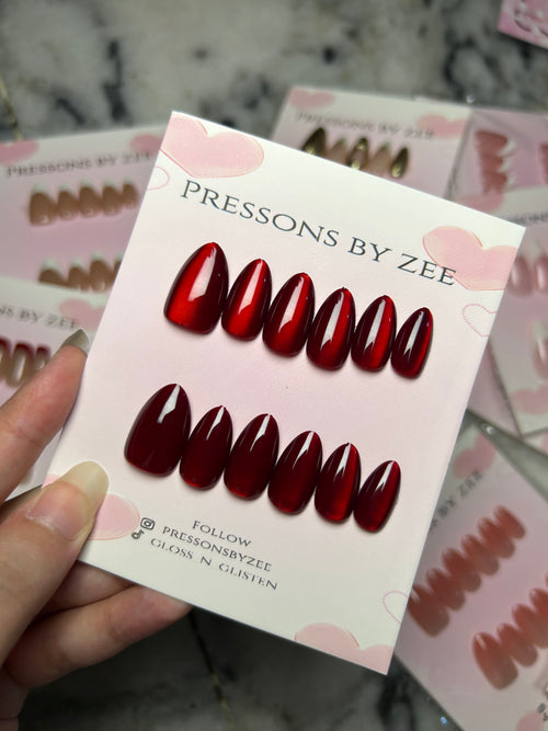 Deep red velvet aura cateye