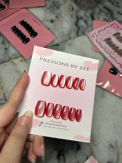 Rose quartz velvet cateye pressons