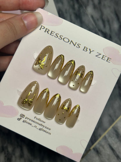 Golden armour cateye pressons (semi handmade)