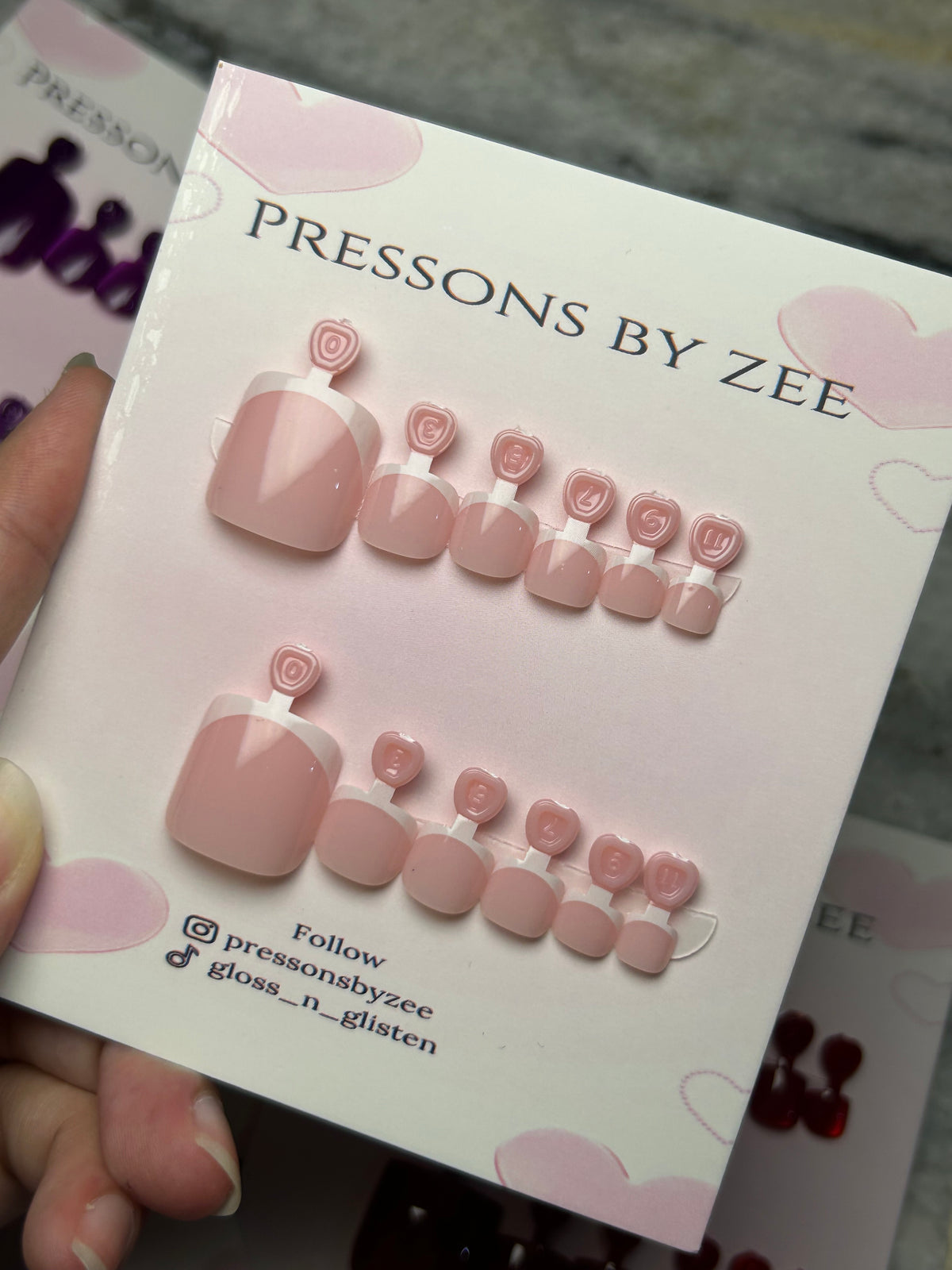 Pink french toe pressons