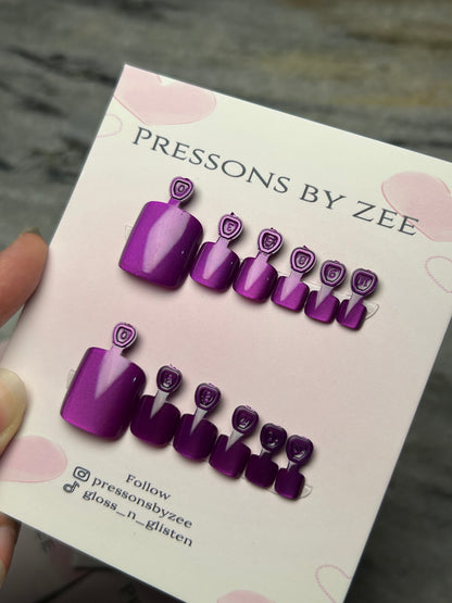 Purple cateye toe pressons