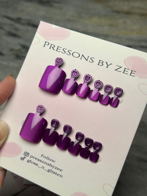 Purple cateye toe pressons