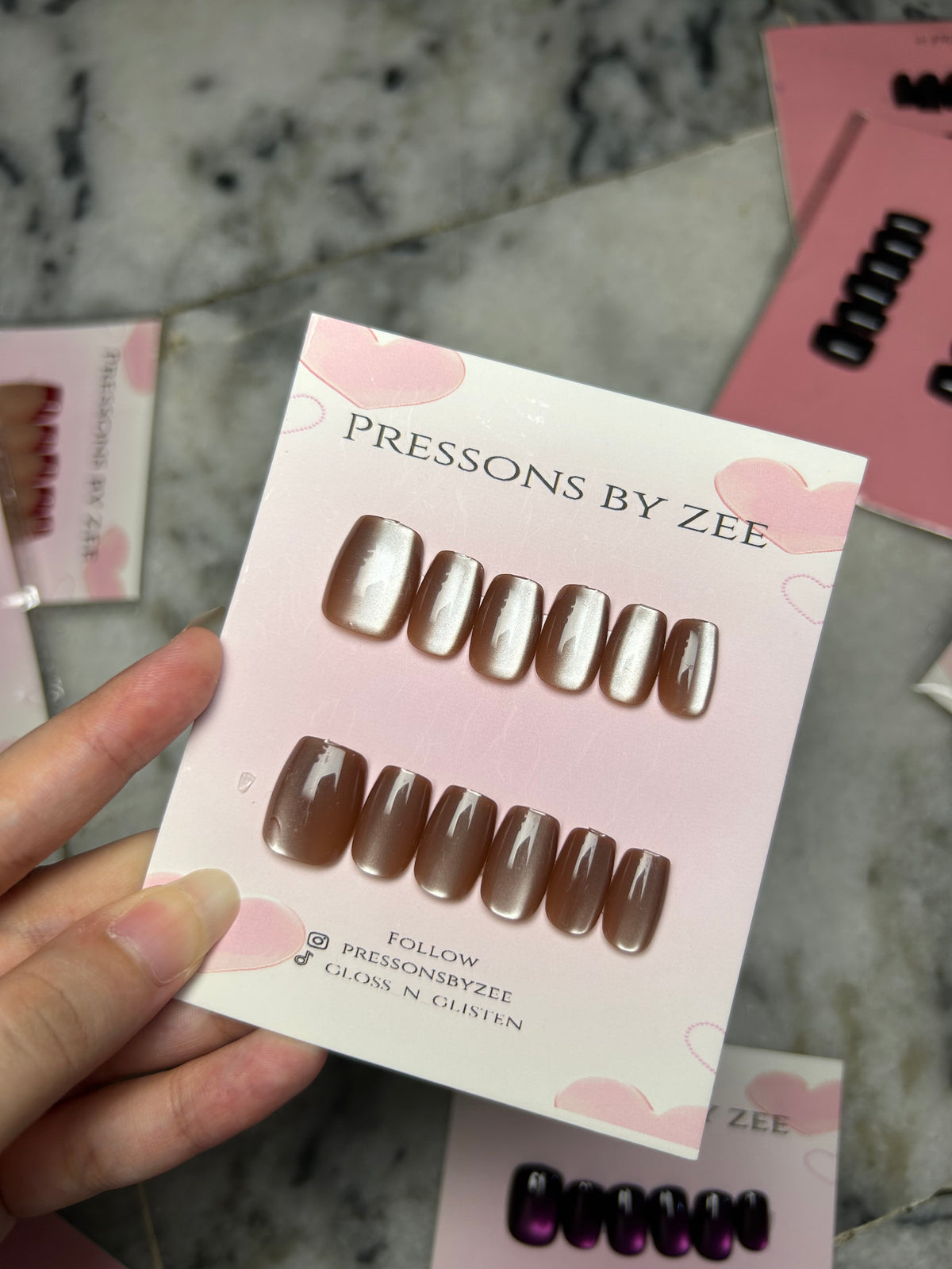 Bronze mocha velvet cateye pressons